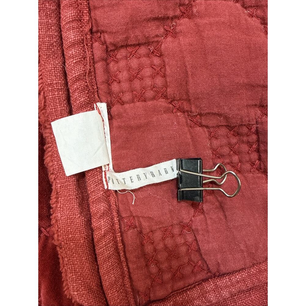 Pottery Barn Velvet Lattice Handcrafted Quilt King Size Ruby Red - Picture 6 of 6